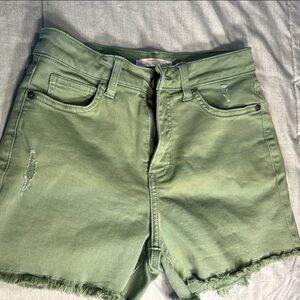 LC Lauren Conrad Green Cut-Off Jean Shorts